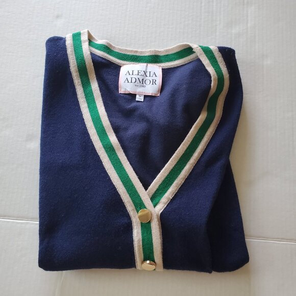 ALEXIA ADMOR Savannah Cardigan in Navy Women's T533 Size M - Picture 6 of 16